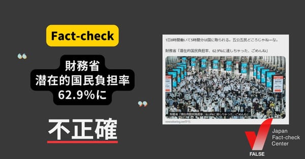 潜在的な国民負担率は62.9％?　過去のデータで現在は改善【ファクトチェック】