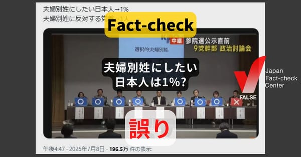 夫婦別姓にしたい日本人は1%? 複数調査結果と矛盾【#参院選ファクトチェック】